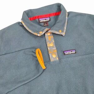 Patagonia Womens Small Micro D Snap-T Pullover Green Trees Christmas